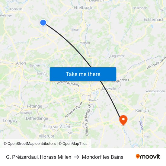 G. Préizerdaul, Horass Millen to Mondorf les Bains map
