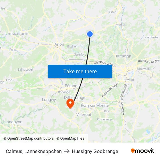 Calmus, Lannekneppchen to Hussigny Godbrange map