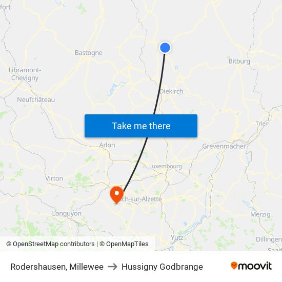 Rodershausen, Millewee to Hussigny Godbrange map