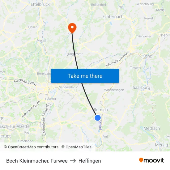 Bech-Kleinmacher, Furwee to Heffingen map