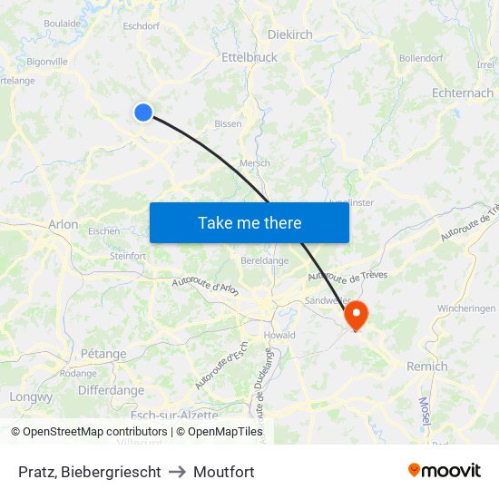 Pratz, Biebergriescht to Moutfort map