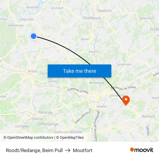 Roodt/Redange, Beim Pull to Moutfort map