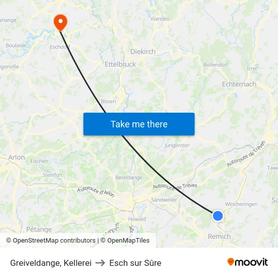 Greiveldange, Kellerei to Esch sur Sûre map
