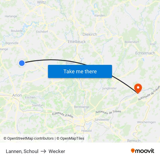 Lannen, Schoul to Wecker map