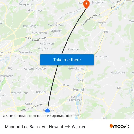 Mondorf-Les-Bains, Vor Howent to Wecker map