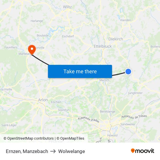Ernzen, Manzebach to Wolwelange map