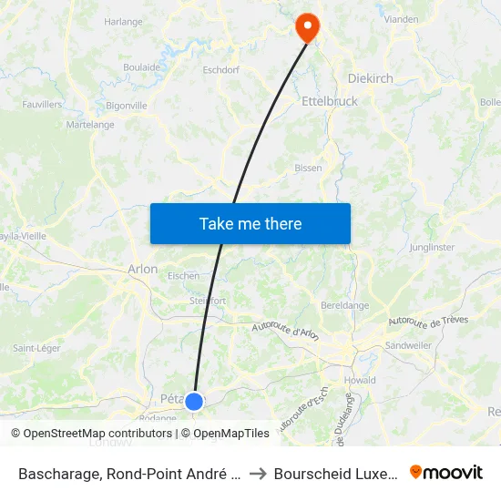 Bascharage, Rond-Point André Siebenbour to Bourscheid Luxembourg map