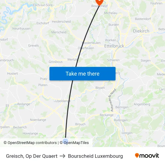Greisch, Op Der Quaert to Bourscheid Luxembourg map