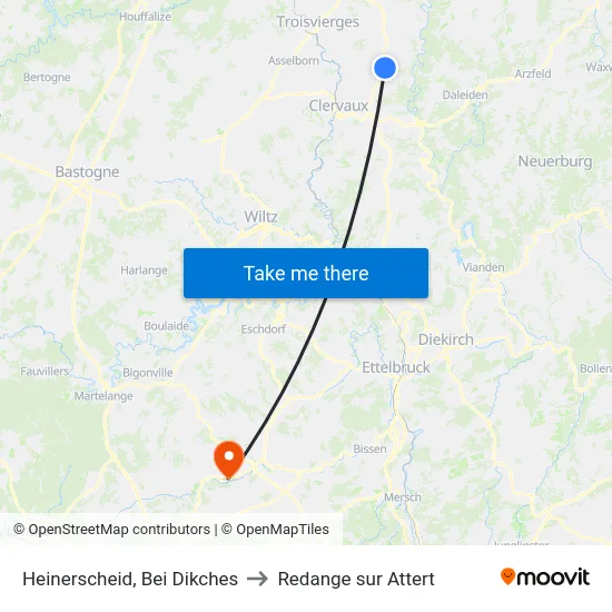 Heinerscheid, Bei Dikches to Redange sur Attert map