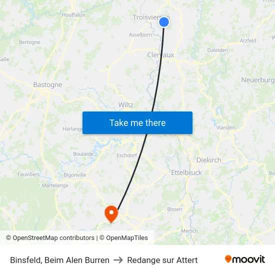 Binsfeld, Beim Alen Burren to Redange sur Attert map