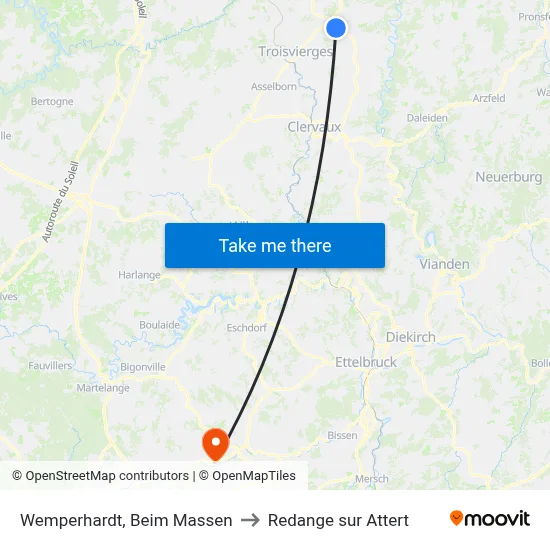 Wemperhardt, Beim Massen to Redange sur Attert map