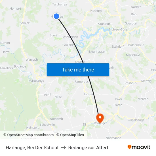 Harlange, Bei Der Schoul to Redange sur Attert map