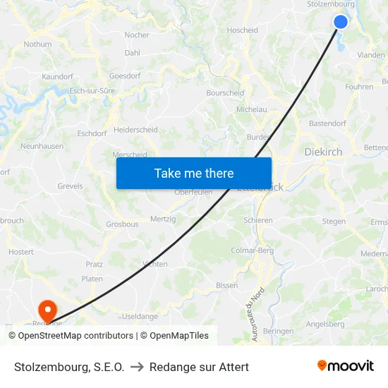 Stolzembourg, S.E.O. to Redange sur Attert map