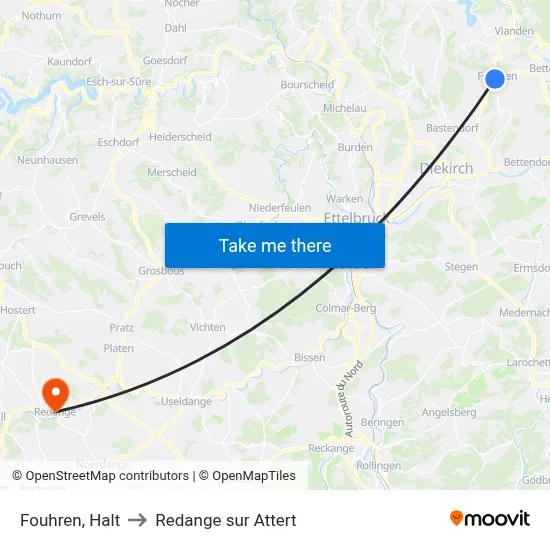 Fouhren, Halt to Redange sur Attert map