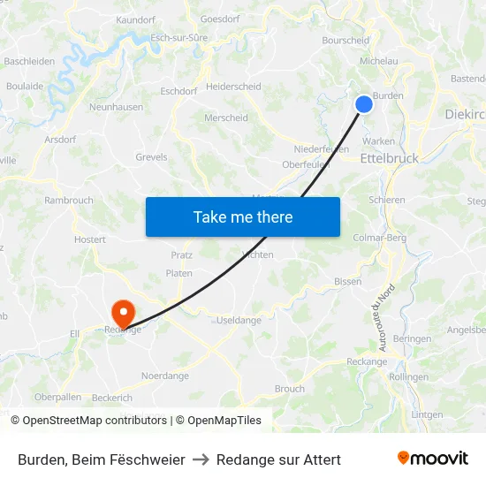 Burden, Beim Fëschweier to Redange sur Attert map