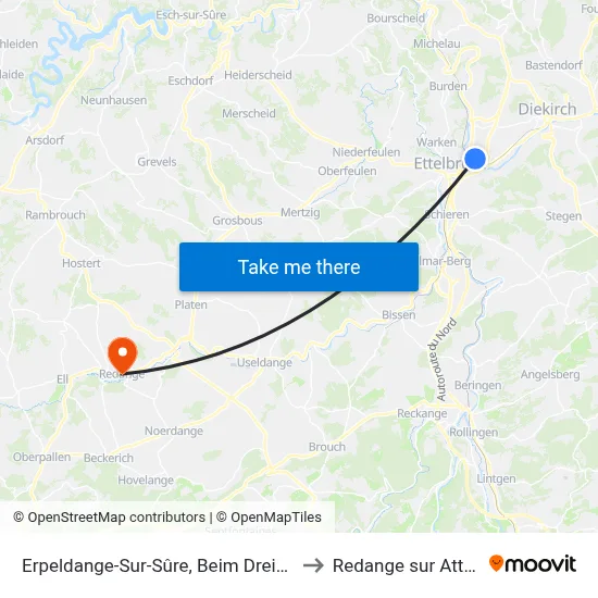 Erpeldange-Sur-Sûre, Beim Dreieck to Redange sur Attert map