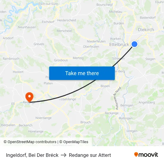 Ingeldorf, Bei Der Bréck to Redange sur Attert map