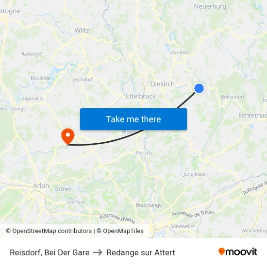 Reisdorf, Bei Der Gare to Redange sur Attert map