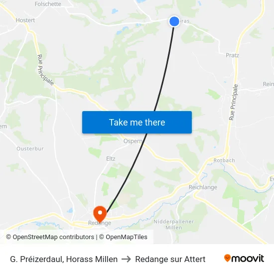 G. Préizerdaul, Horass Millen to Redange sur Attert map