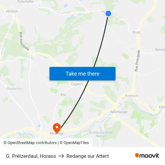 G. Préizerdaul, Horass to Redange sur Attert map