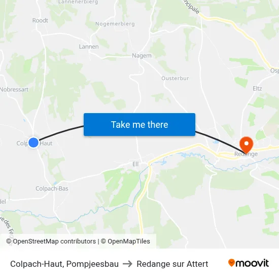 Colpach-Haut, Pompjeesbau to Redange sur Attert map