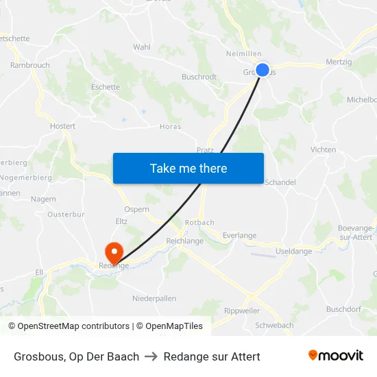 Grosbous, Op Der Baach to Redange sur Attert map