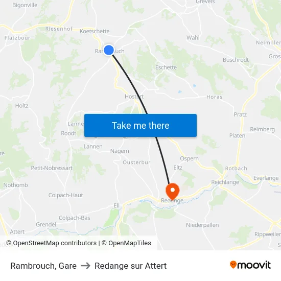 Rambrouch, Gare to Redange sur Attert map
