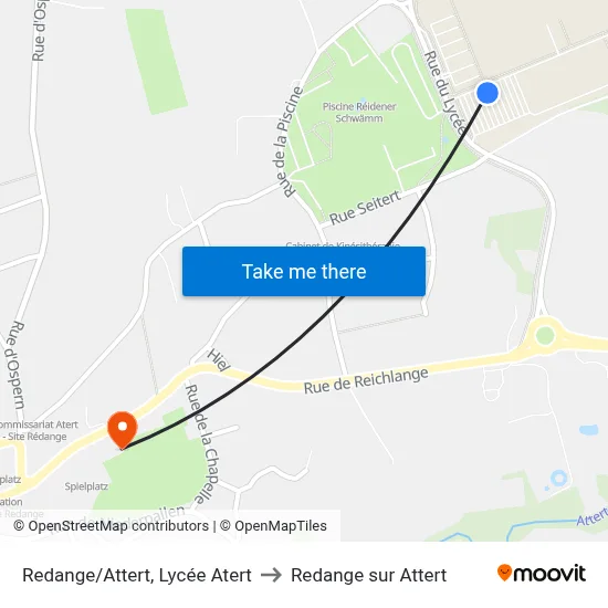Redange/Attert, Lycée Atert to Redange sur Attert map