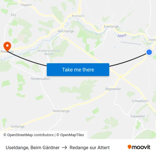 Useldange, Beim Gärdner to Redange sur Attert map