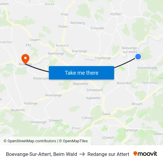 Boevange-Sur-Attert, Beim Wald to Redange sur Attert map