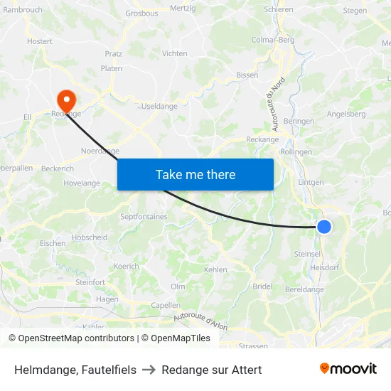 Helmdange, Fautelfiels to Redange sur Attert map