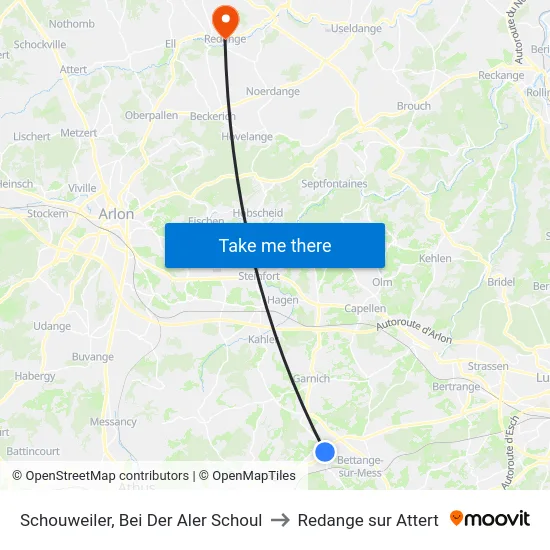 Schouweiler, Bei Der Aler Schoul to Redange sur Attert map