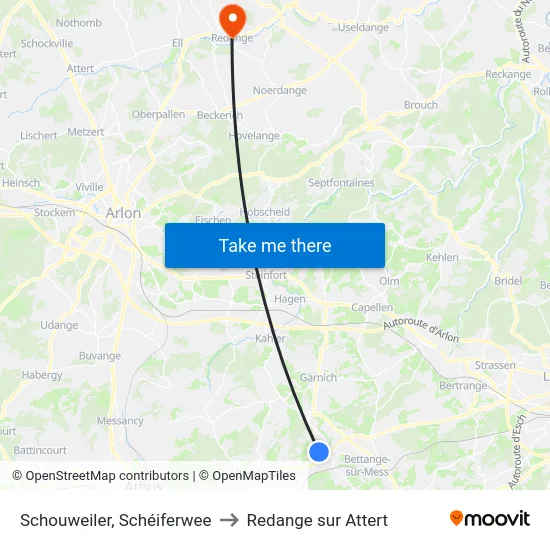 Schouweiler, Schéiferwee to Redange sur Attert map