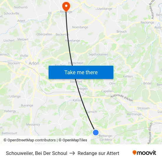 Schouweiler, Bei Der Schoul to Redange sur Attert map