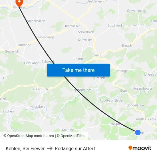 Kehlen, Bei Fiewer to Redange sur Attert map