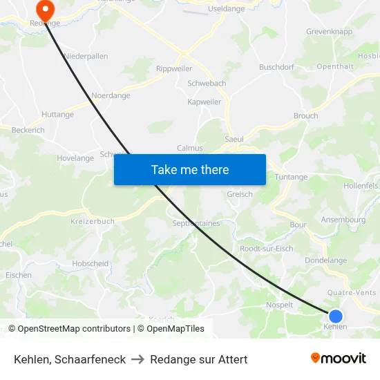 Kehlen, Schaarfeneck to Redange sur Attert map