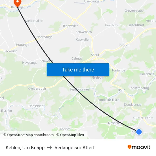 Kehlen, Um Knapp to Redange sur Attert map