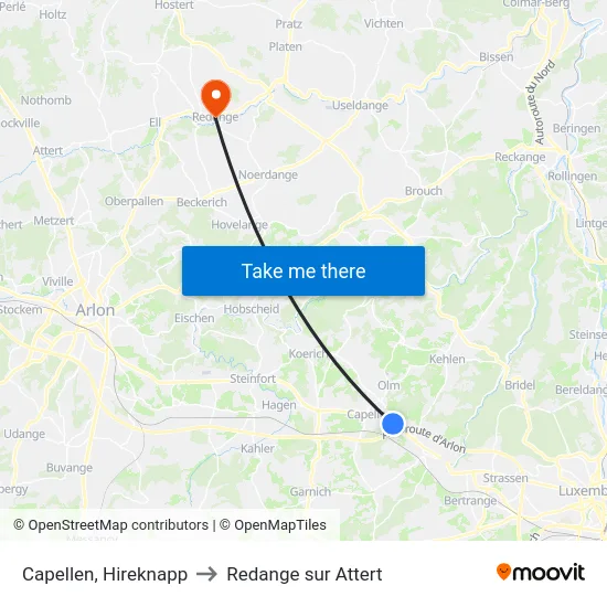 Capellen, Hireknapp to Redange sur Attert map