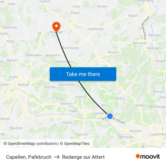 Capellen, Pafebruch to Redange sur Attert map