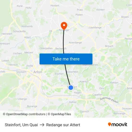 Steinfort, Um Quai to Redange sur Attert map