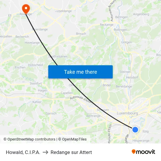 Howald, C.I.P.A. to Redange sur Attert map