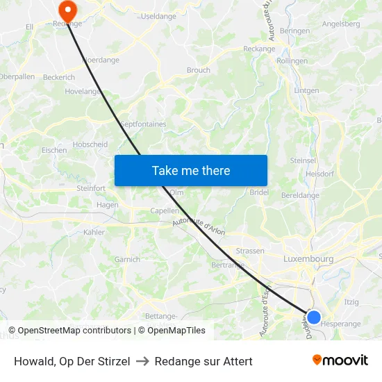 Howald, Op Der Stirzel to Redange sur Attert map