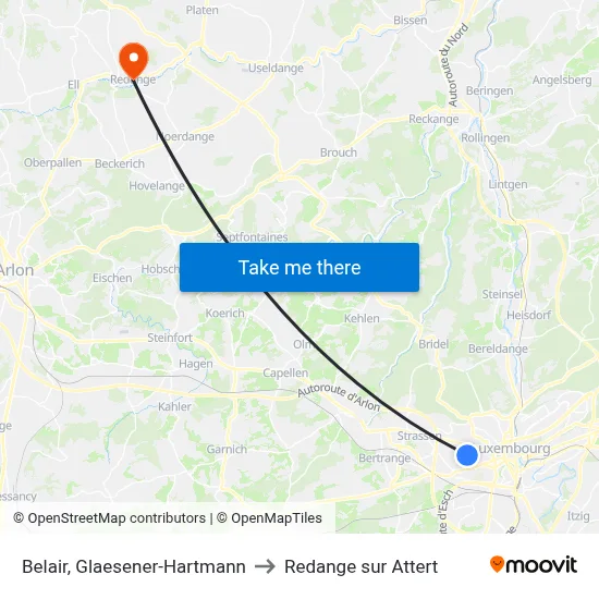 Belair, Glaesener-Hartmann to Redange sur Attert map
