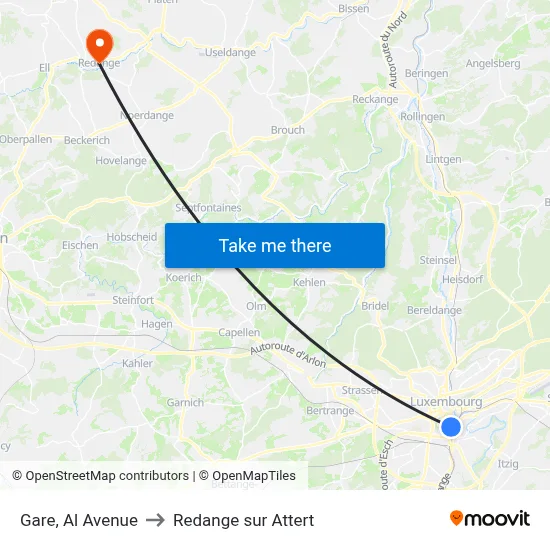 Gare, Al Avenue to Redange sur Attert map