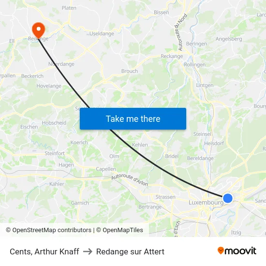 Cents, Arthur Knaff to Redange sur Attert map
