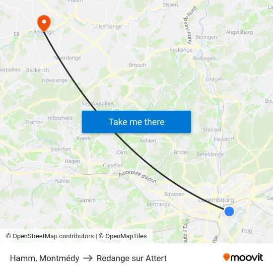 Hamm, Montmédy to Redange sur Attert map