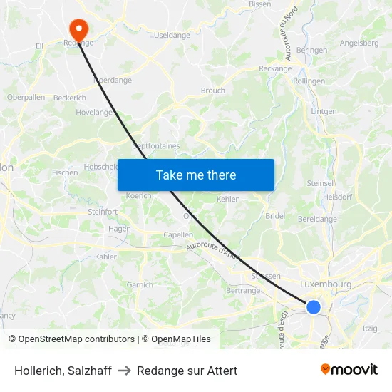Hollerich, Salzhaff to Redange sur Attert map