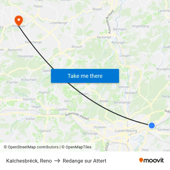 Kalchesbréck, Reno to Redange sur Attert map