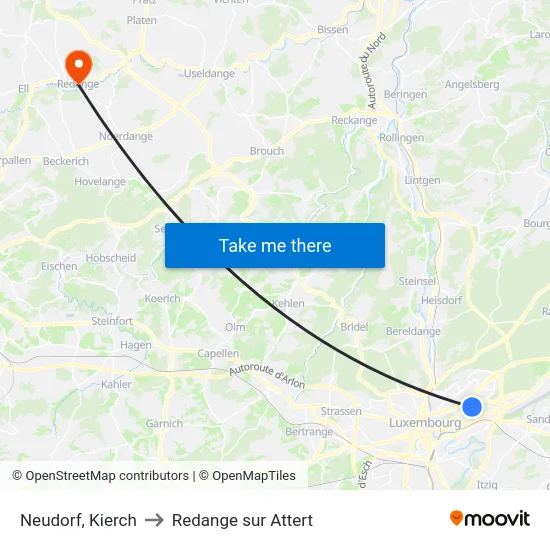 Neudorf, Kierch to Redange sur Attert map