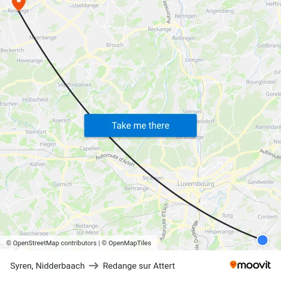 Syren, Nidderbaach to Redange sur Attert map